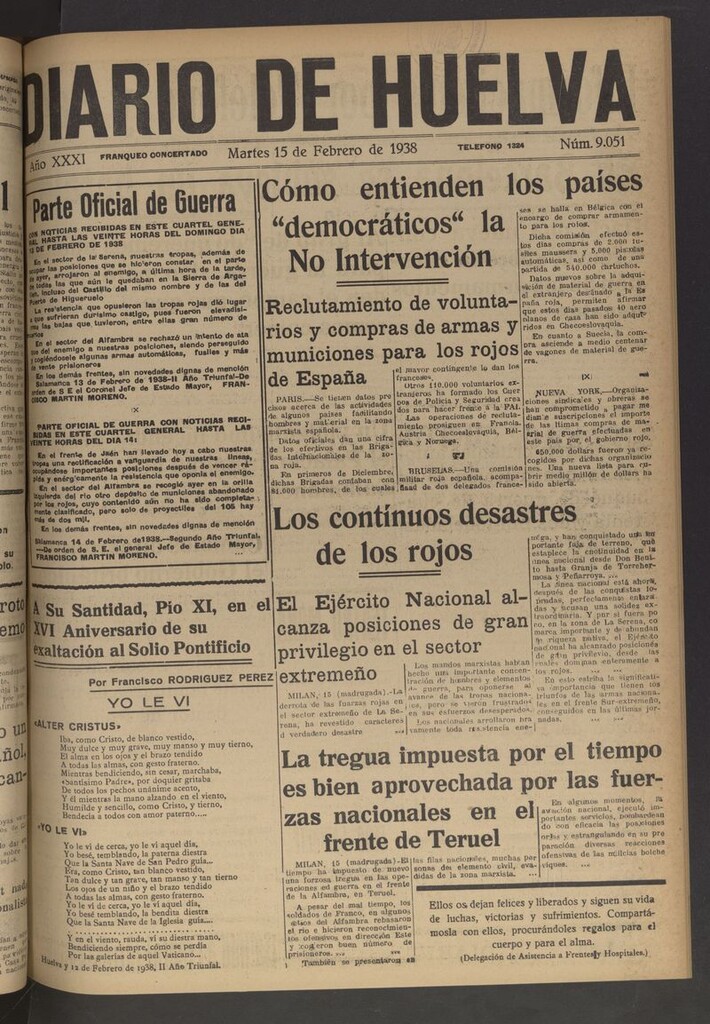Miniatura de Diario de Huelva : periódico independiente del 15 de febrero de 1938