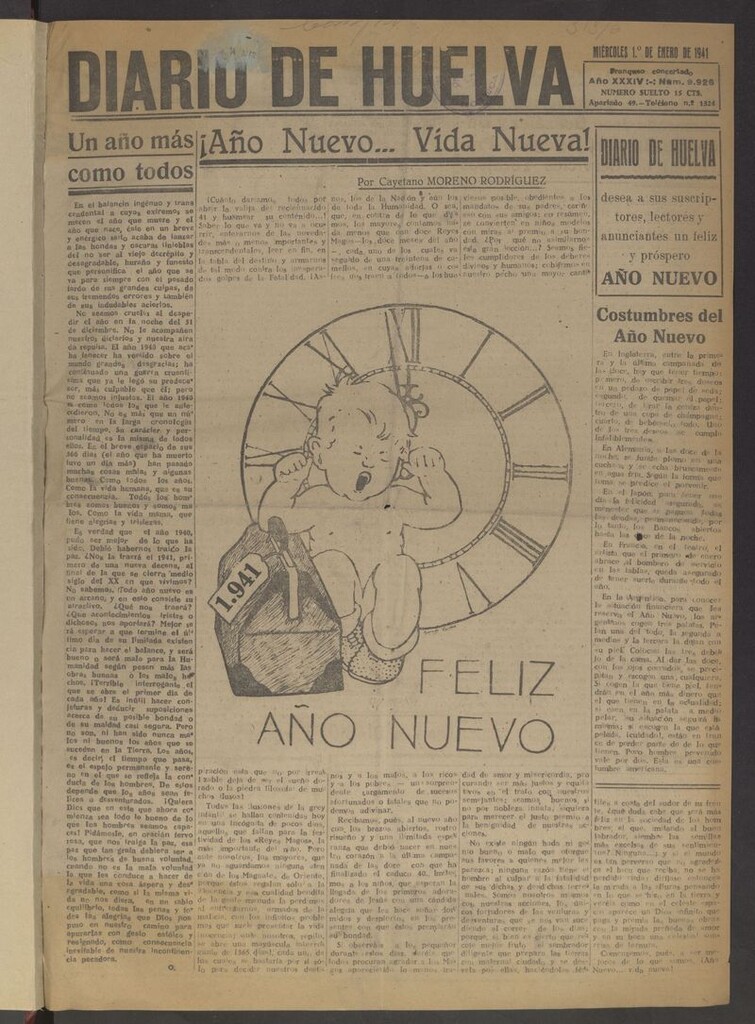 Miniatura de Diario de Huelva : periódico independiente del 1 de enero de 1941