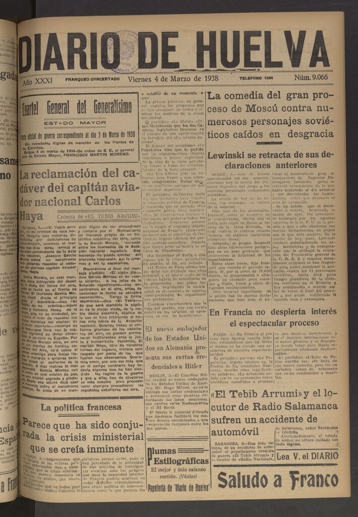 Miniatura de Diario de Huelva : periódico independiente del 4 de marzo de 1938
