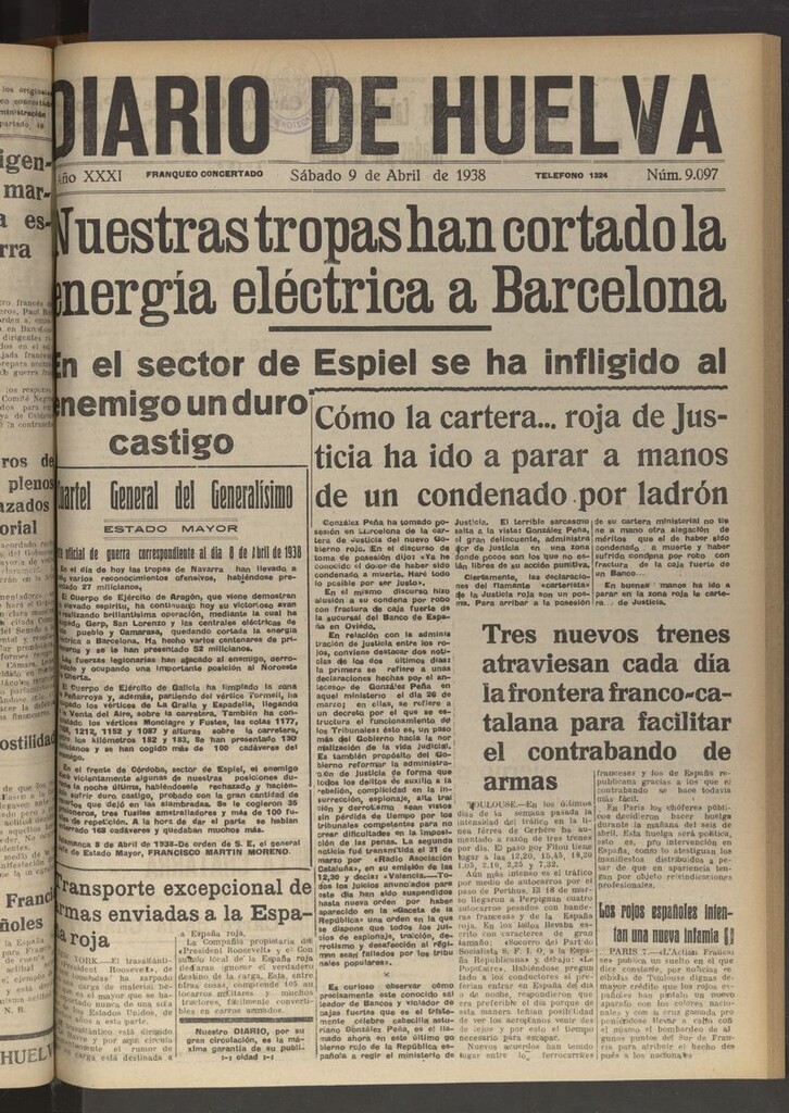Miniatura de Diario de Huelva : periódico independiente del 9 de abril de 1938