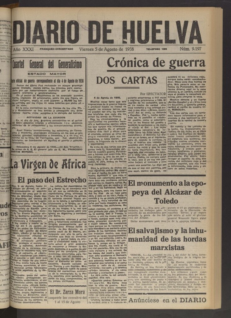 Miniatura de Diario de Huelva : periódico independiente del 5 de agosto de 1938
