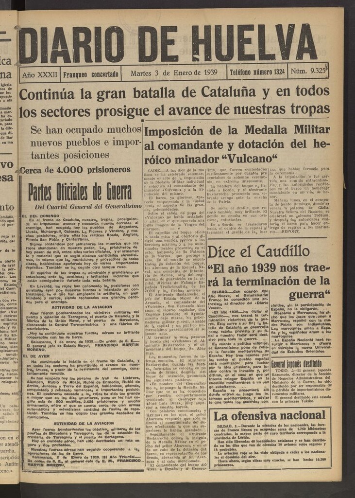 Miniatura de Diario de Huelva : periódico independiente del 3 de enero de 1939