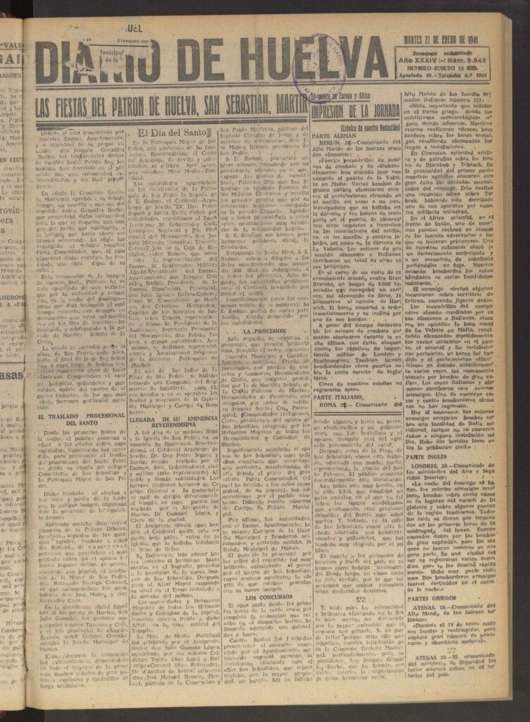 Miniatura de Diario de Huelva : periódico independiente del 21 de enero de 1941
