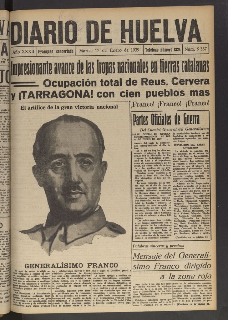 Miniatura de Diario de Huelva : periódico independiente del 17 de enero de 1939