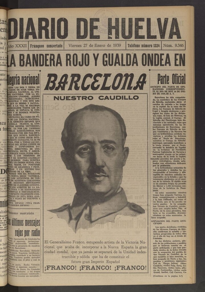 Miniatura de Diario de Huelva : periódico independiente del 27 de enero de 1939