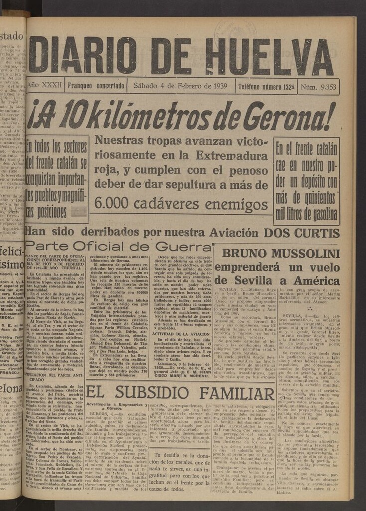 Miniatura de Diario de Huelva : periódico independiente del 4 de febrero de 1939