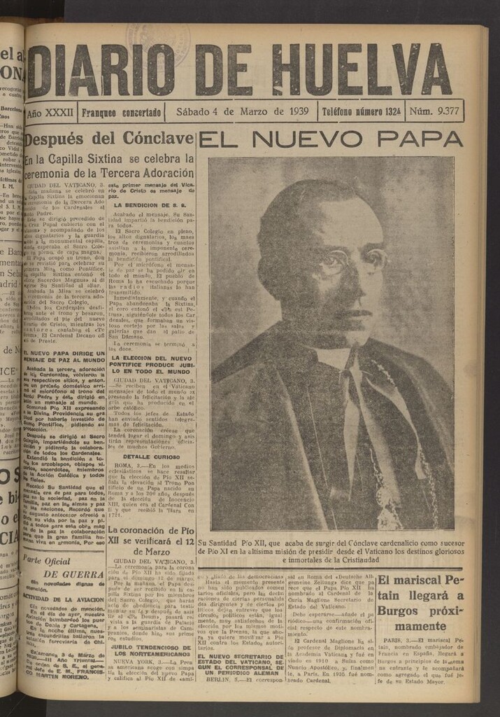 Miniatura de Diario de Huelva : periódico independiente del 4 de marzo de 1939