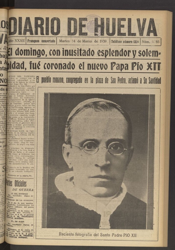 Miniatura de Diario de Huelva : periódico independiente del 14 de marzo de 1939