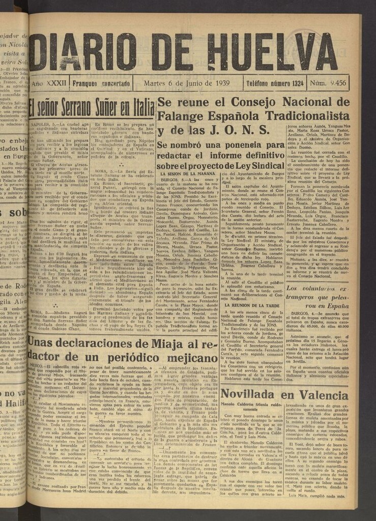 Miniatura de Diario de Huelva : periódico independiente del 6 de junio de 1939