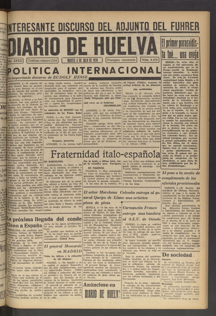 Miniatura de Diario de Huelva : periódico independiente del 4 de julio de 1939