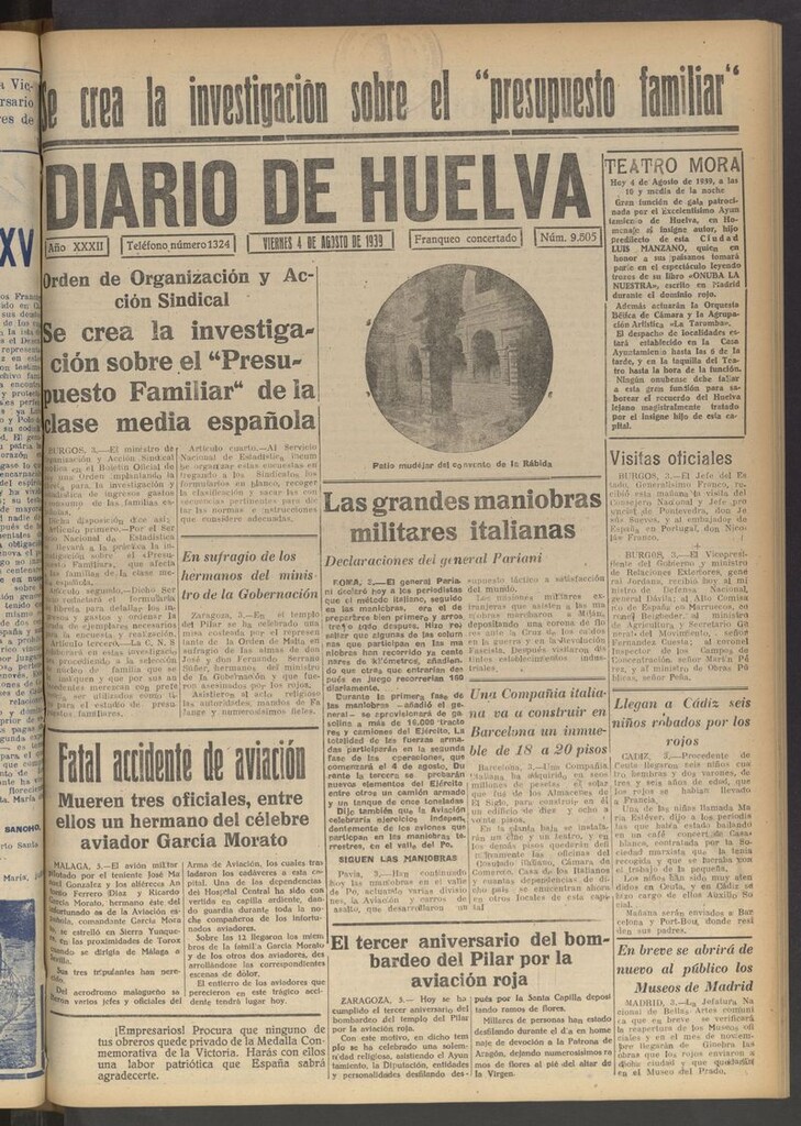 Miniatura de Diario de Huelva : periódico independiente del 4 de agosto de 1939