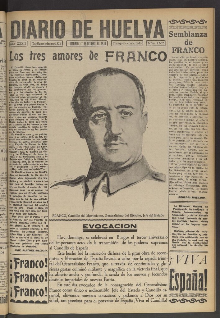 Miniatura de Diario de Huelva : periódico independiente del 1 de octubre de 1939