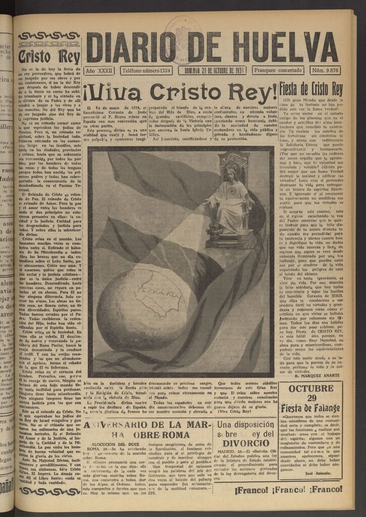 Miniatura de Diario de Huelva : periódico independiente del 29 de octubre de 1939