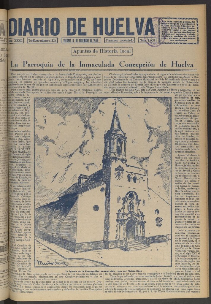 Miniatura de Diario de Huelva : periódico independiente del 8 de diciembre de 1939