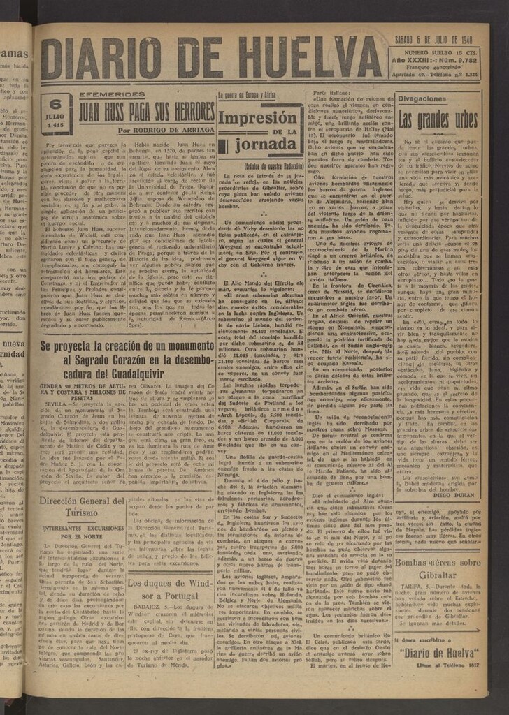Miniatura de Diario de Huelva : periódico independiente del 6 de julio de 1940