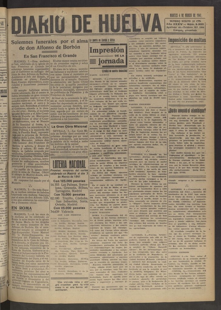 Miniatura de Diario de Huelva : periódico independiente del 4 de marzo de 1941