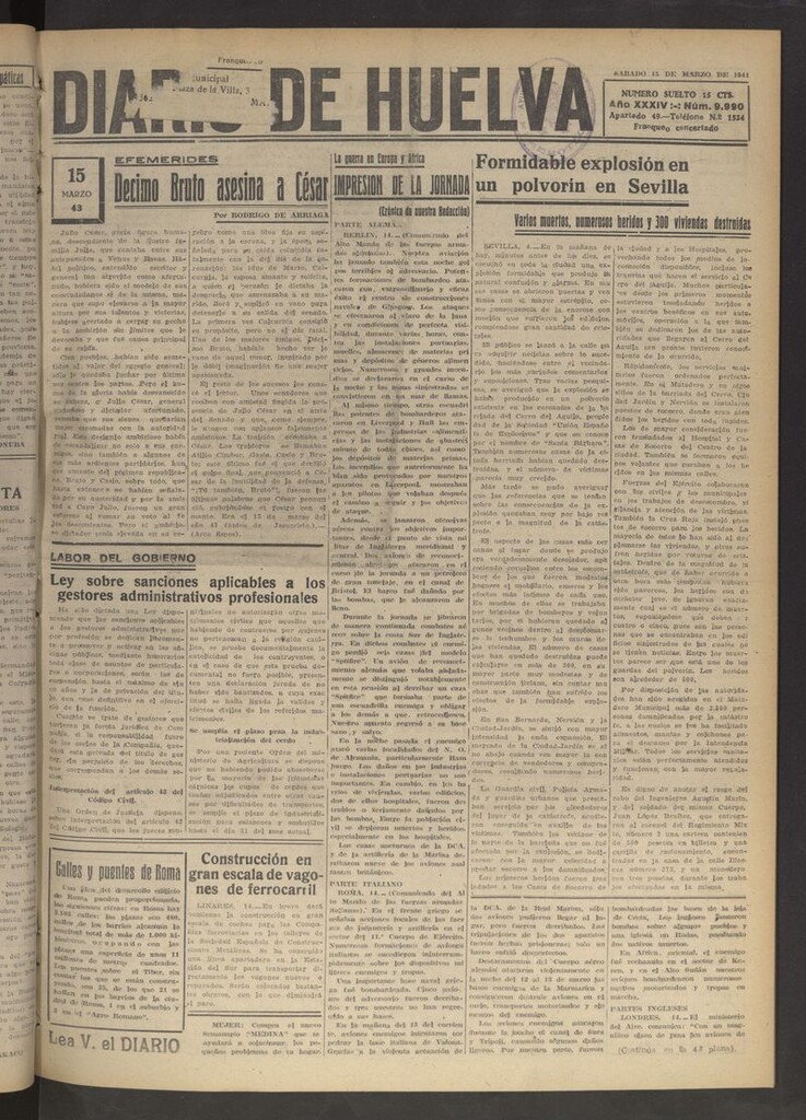 Miniatura de Diario de Huelva : periódico independiente del 15 de marzo de 1941