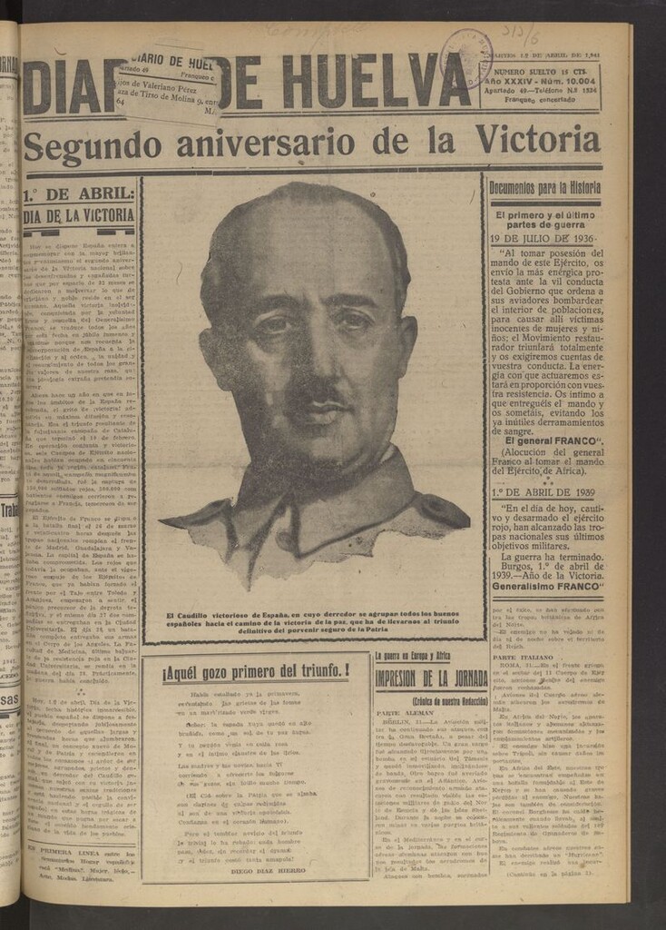 Miniatura de Diario de Huelva : periódico independiente del 1 de abril de 1941