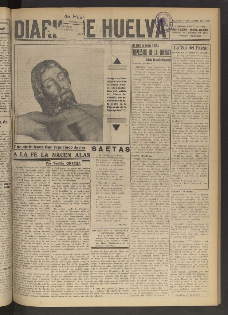 Miniatura de Diario de Huelva : periódico independiente del 8 de abril de 1941