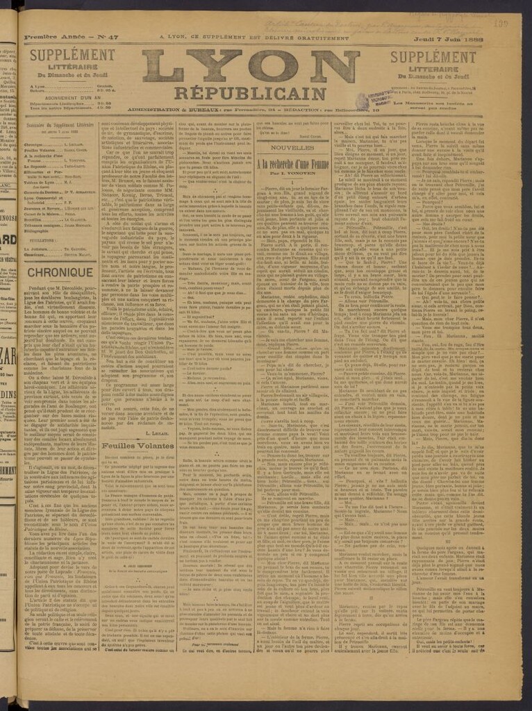 Miniatura de Lyon Républicain: supplément littéraire du dimanche et du jeudi del 7 de junio de 1888