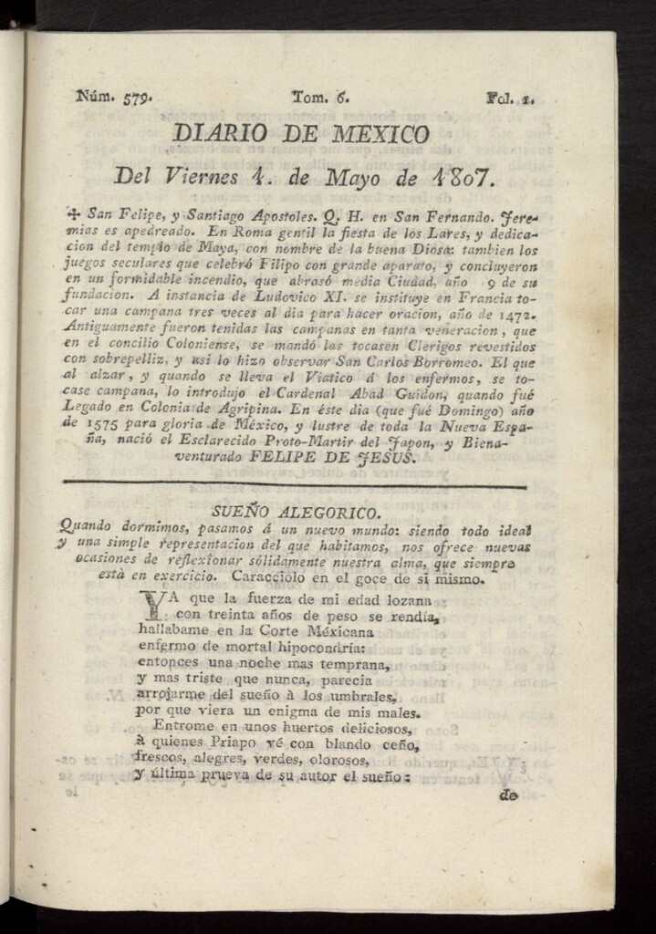 Miniatura de Diario de México del 4 de mayo de 1807, nº 579