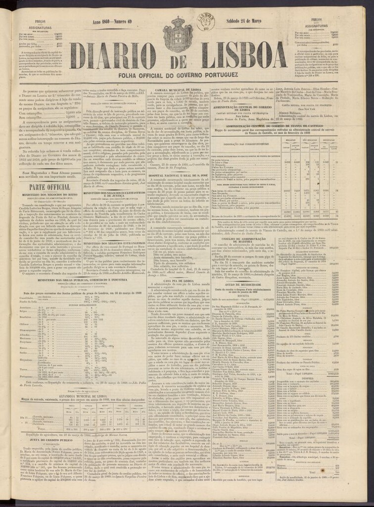 Miniatura de Diário de Lisboa : folha official do goberno portugues del 24 de marzo de 1860, nº 69