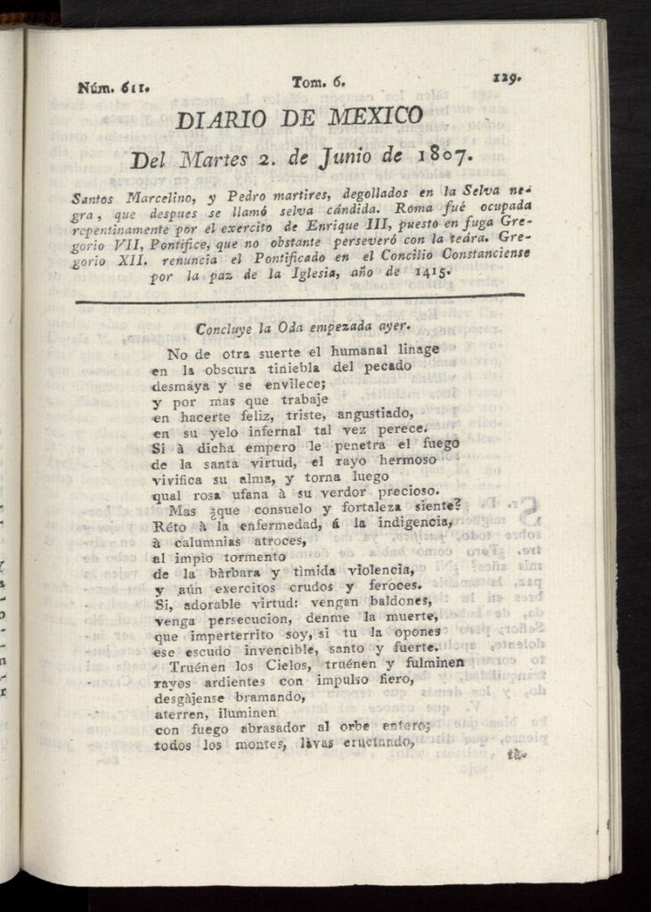 Miniatura de Diario de México del 2 de junio de 1807, nº 611