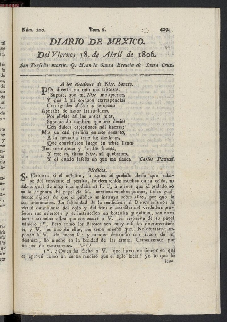 Miniatura de Diario de México del 18 de abril de 1806, nº 200