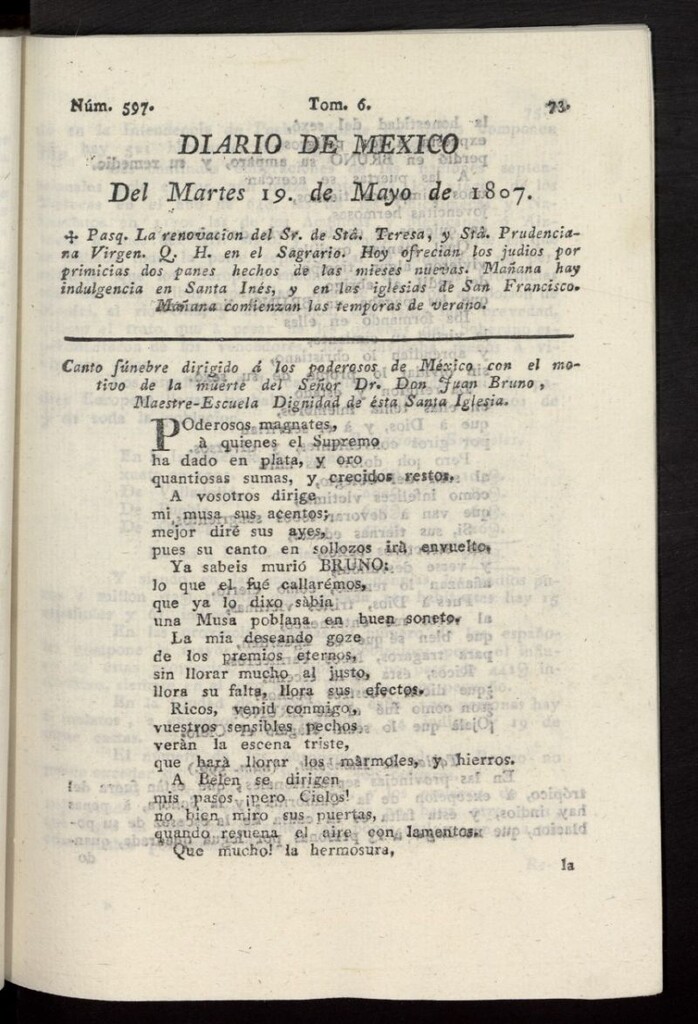 Miniatura de Diario de México del 19 de mayo de 1807, nº 597