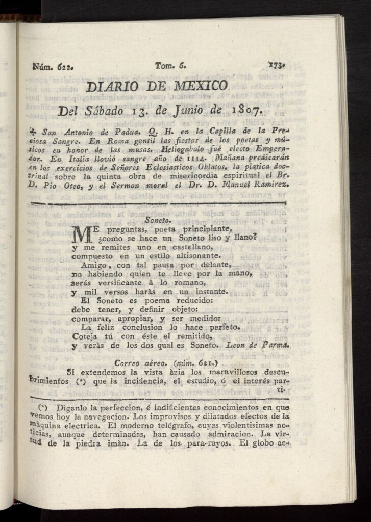 Miniatura de Diario de México del 13 de junio de 1807, nº 622