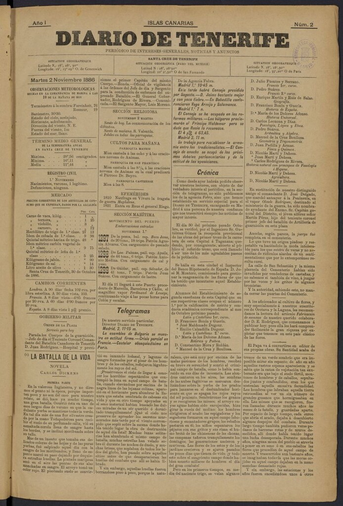 Miniatura de Diario de Tenerife del 2 de noviembre de 1886, nº 2