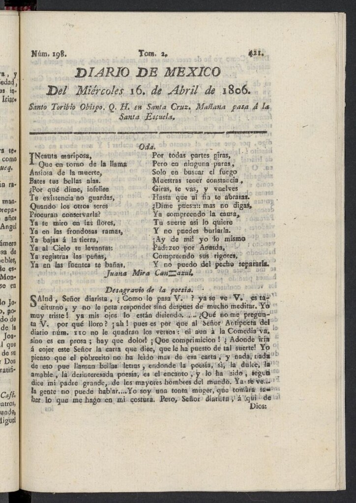 Miniatura de Diario de México del 16 de abril de 1806, nº 198