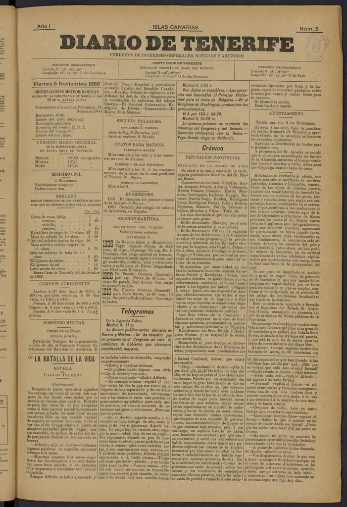 Miniatura de Diario de Tenerife del 5 de noviembre de 1886, nº 5