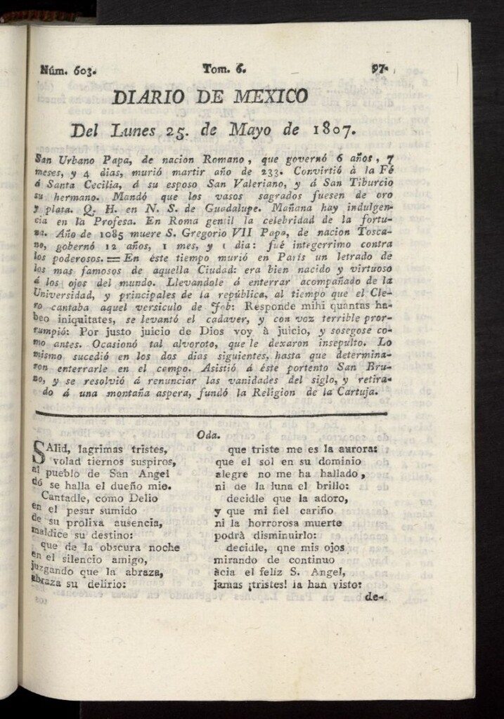 Miniatura de Diario de México del 25 de mayo de 1807, nº 603