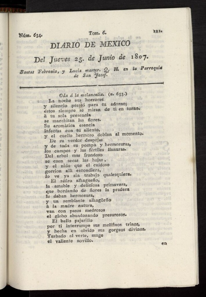 Miniatura de Diario de México del 25 de junio de 1807, nº 634