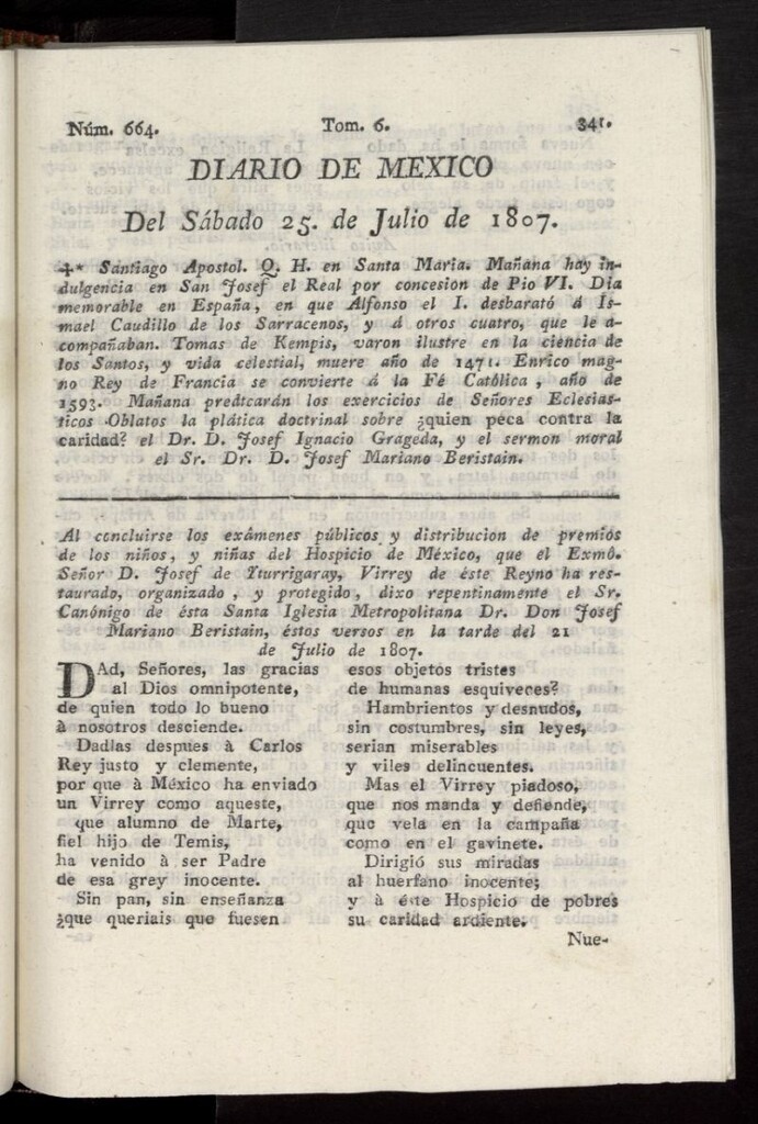 Miniatura de Diario de México del 25 de julio de 1807, nº 664