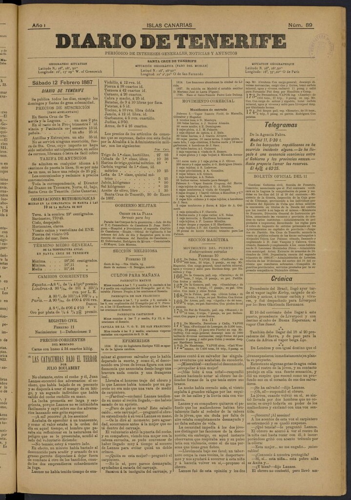 Miniatura de Diario de Tenerife del 12 de febrero de 1887, nº 354