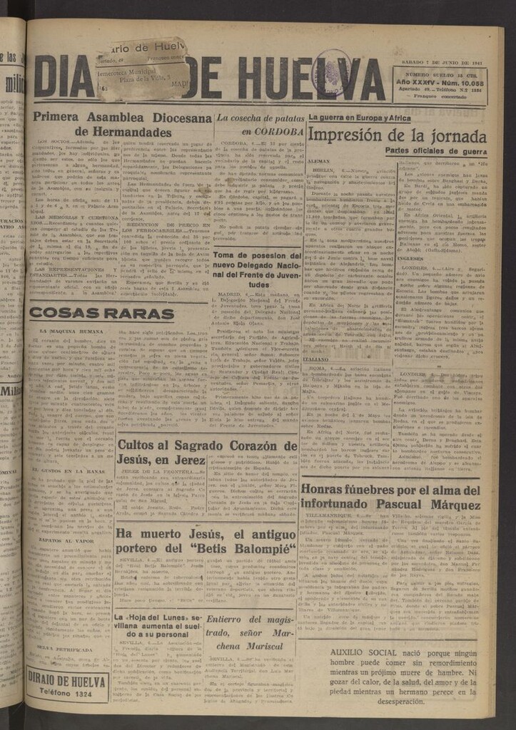 Miniatura de Diario de Huelva : periódico independiente del 7 de junio de 1941