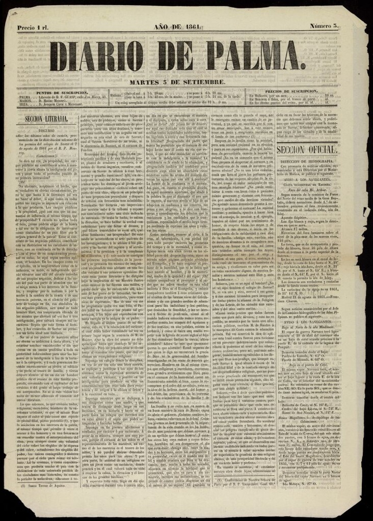Miniatura de Diario de Palma del 3 de septiembre de 1861, nº 3