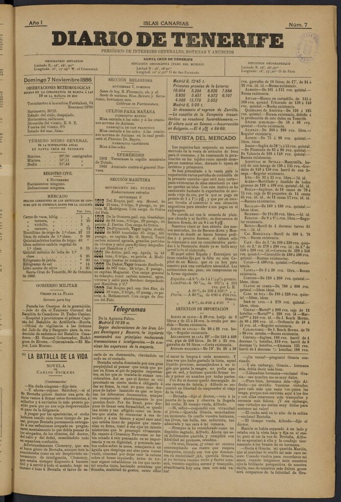 Miniatura de Diario de Tenerife del 7 de noviembre de 1886, nº 7