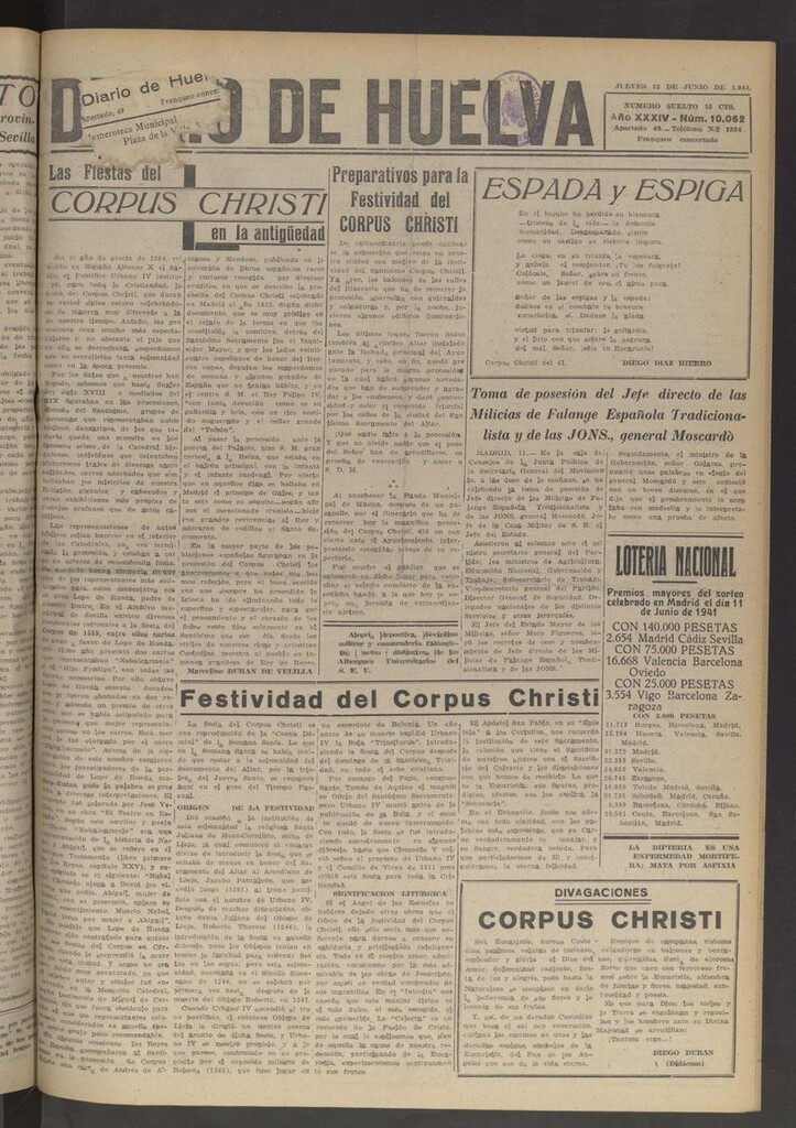 Miniatura de Diario de Huelva : periódico independiente del 12 de junio de 1941