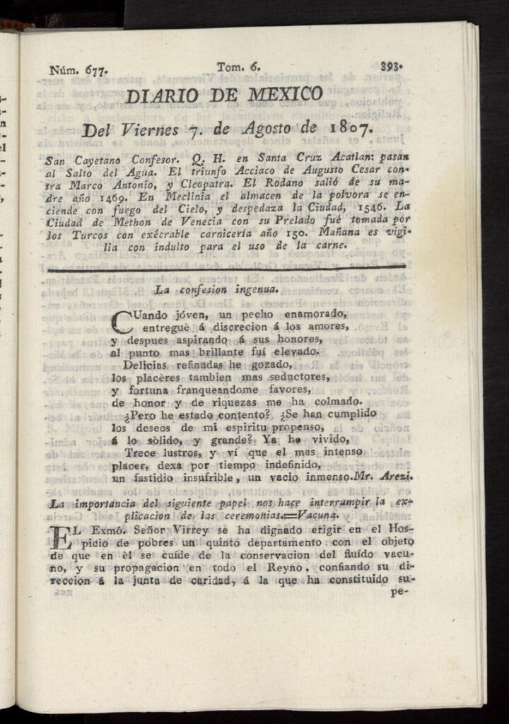 Miniatura de Diario de México del 7 de agosto de 1807, nº 677
