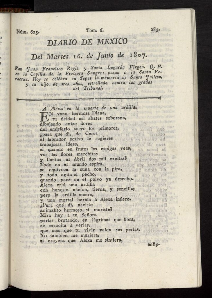 Miniatura de Diario de México del 16 de junio de 1807, nº 625