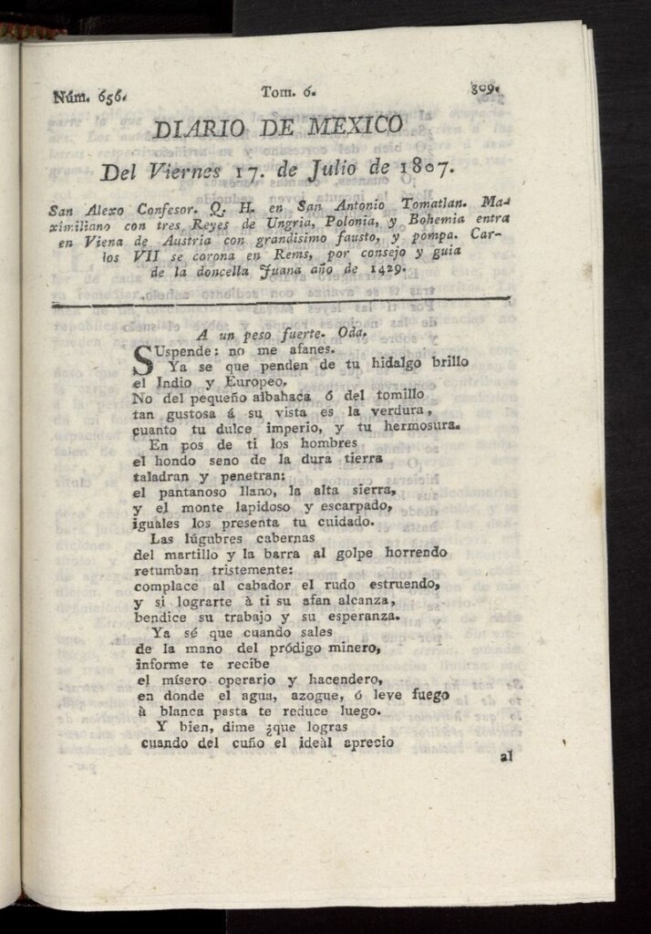 Miniatura de Diario de México del 17 de julio de 1807, nº 656