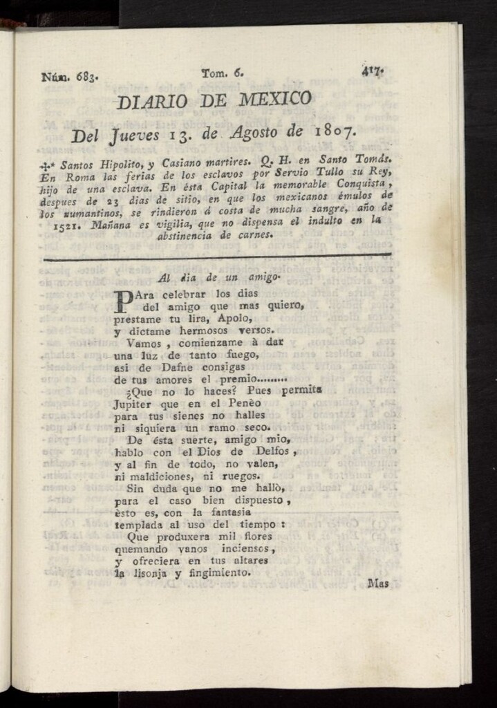 Miniatura de Diario de México del 13 de agosto de 1807, nº 683