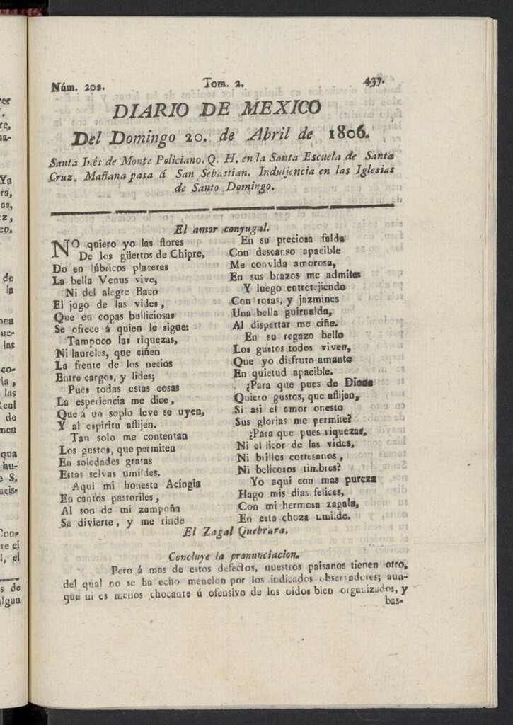 Miniatura de Diario de México del 20 de abril de 1806, nº 202
