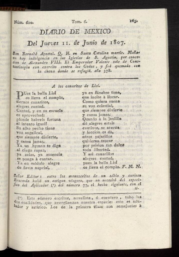 Miniatura de Diario de México del 11 de junio de 1807, nº 620