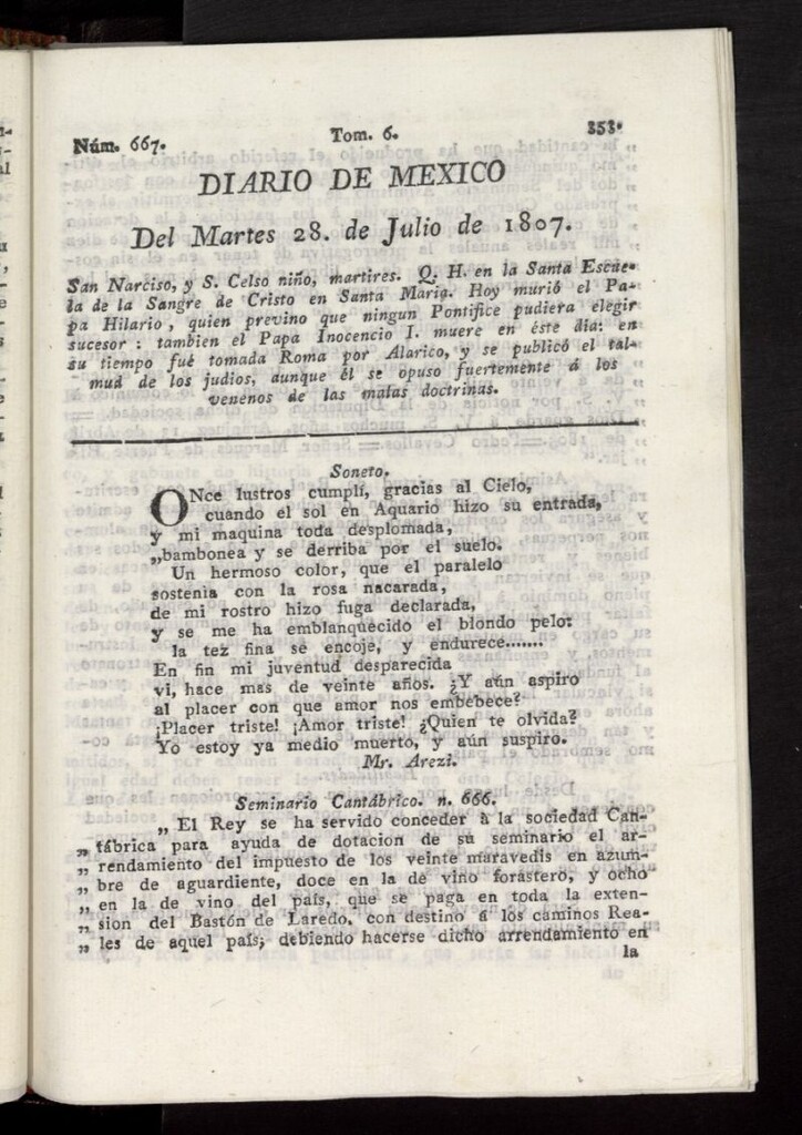 Miniatura de Diario de México del 28 de julio de 1807, nº 667