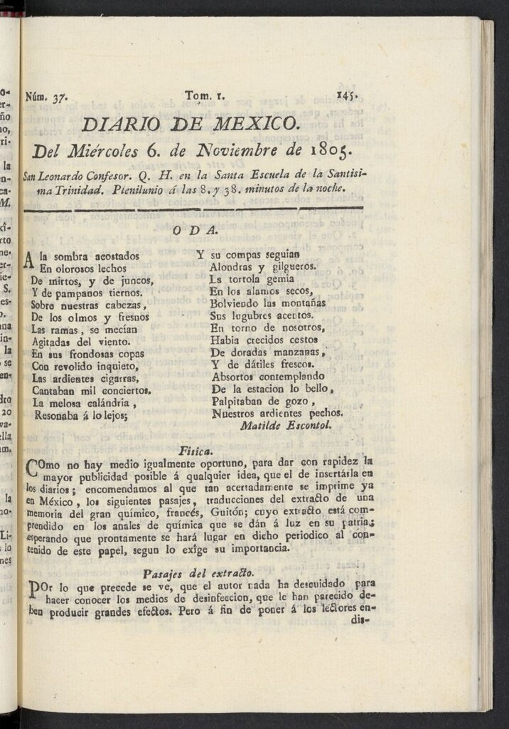 Miniatura de Diario de México del 6 de noviembre de 1805, nº 37