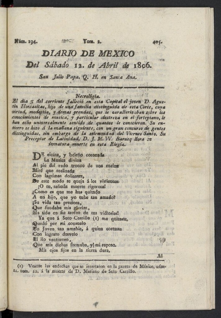 Miniatura de Diario de México del 12 de abril de 1806, nº 194